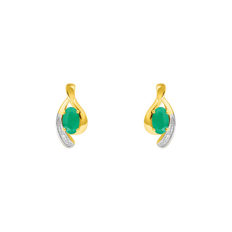 Orecchini Lobo Charlotte Oro Bicolore Smeraldo Diamante - Orecchini a Lobo Donna | Stroili
