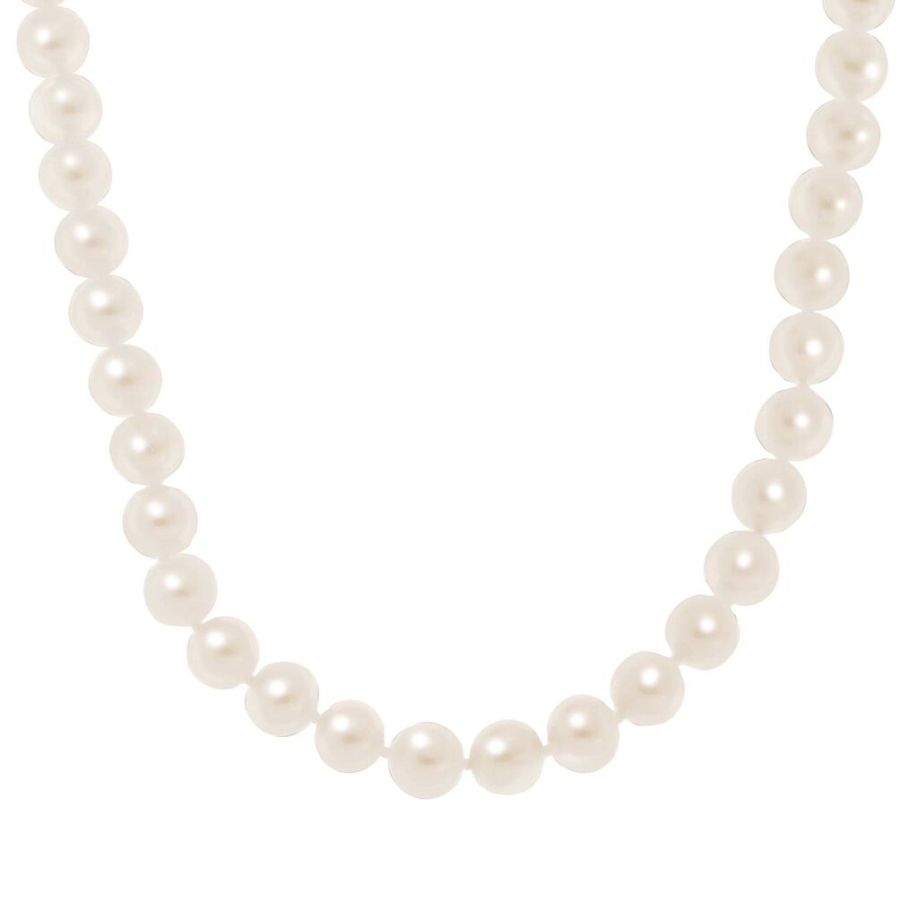 Filo di perle con oro bianco e diamanti 0.05 ct - Collane  | Stroili