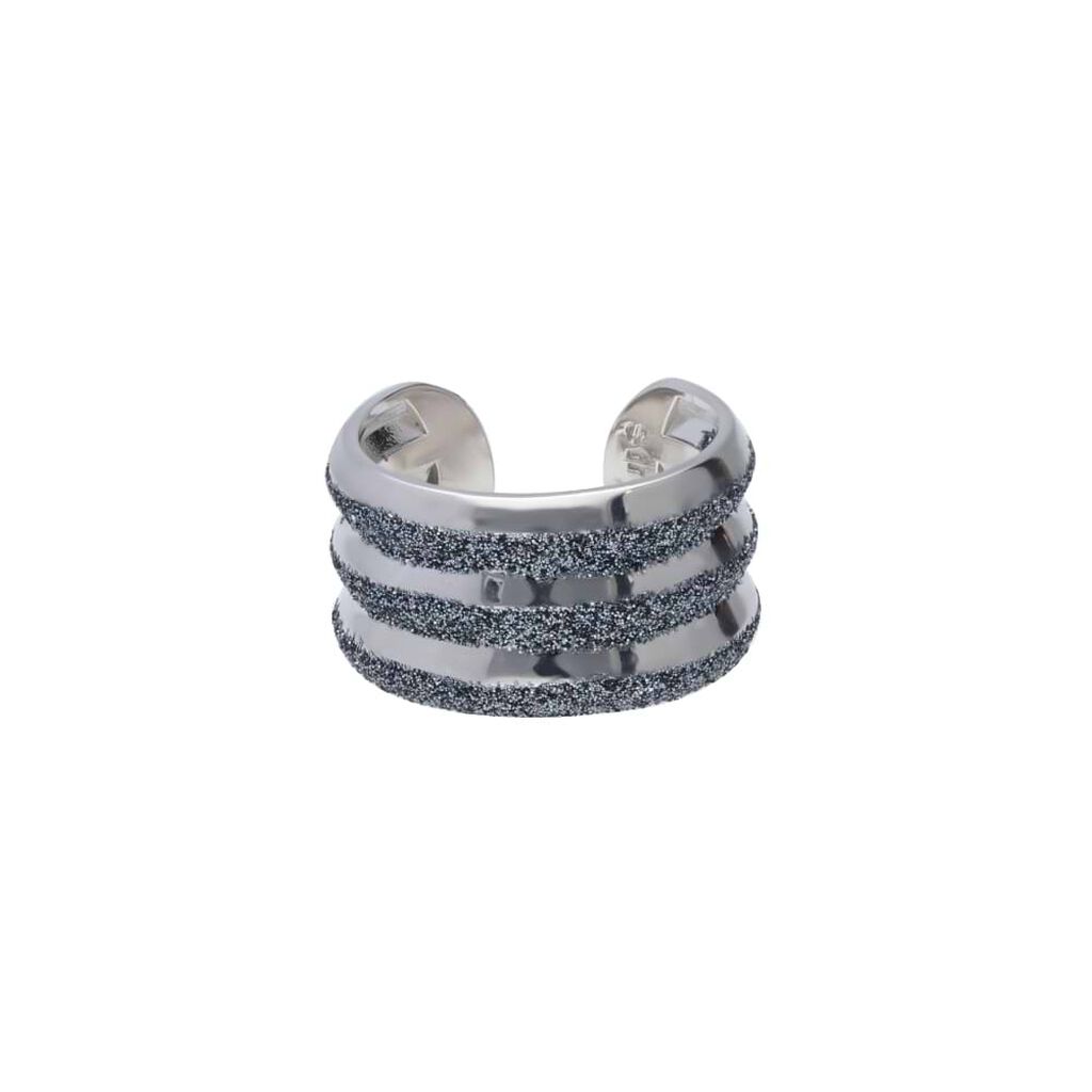 Anello in ottone rodiato e glitter antracite - Anelli Donna | Stroili