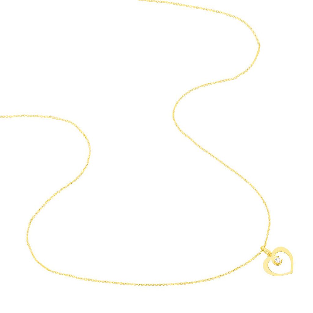 Collana in oro giallo e zirconi Cuore - Collane Donna | Stroili