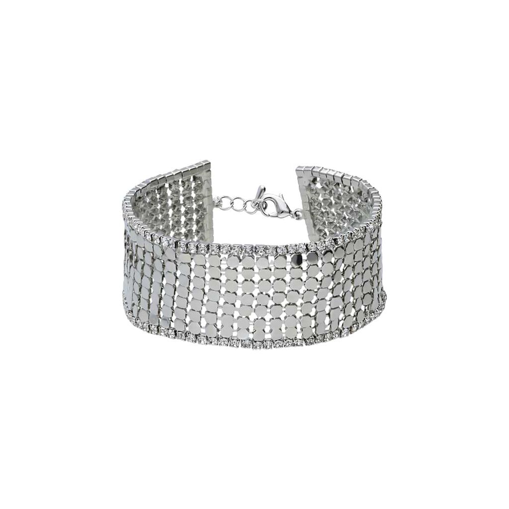 Bracciale con strass in metallo rodiato color argento - Bracciali Donna | Stroili