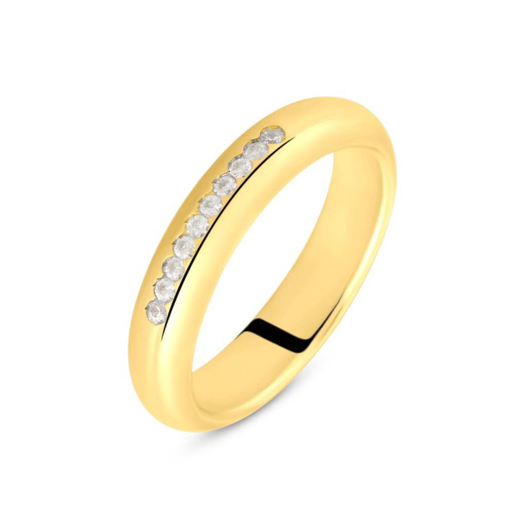 Fede Classica Leggera 4 mm Oro Giallo Diamante - Anelli con Incisione Donna | Stroili