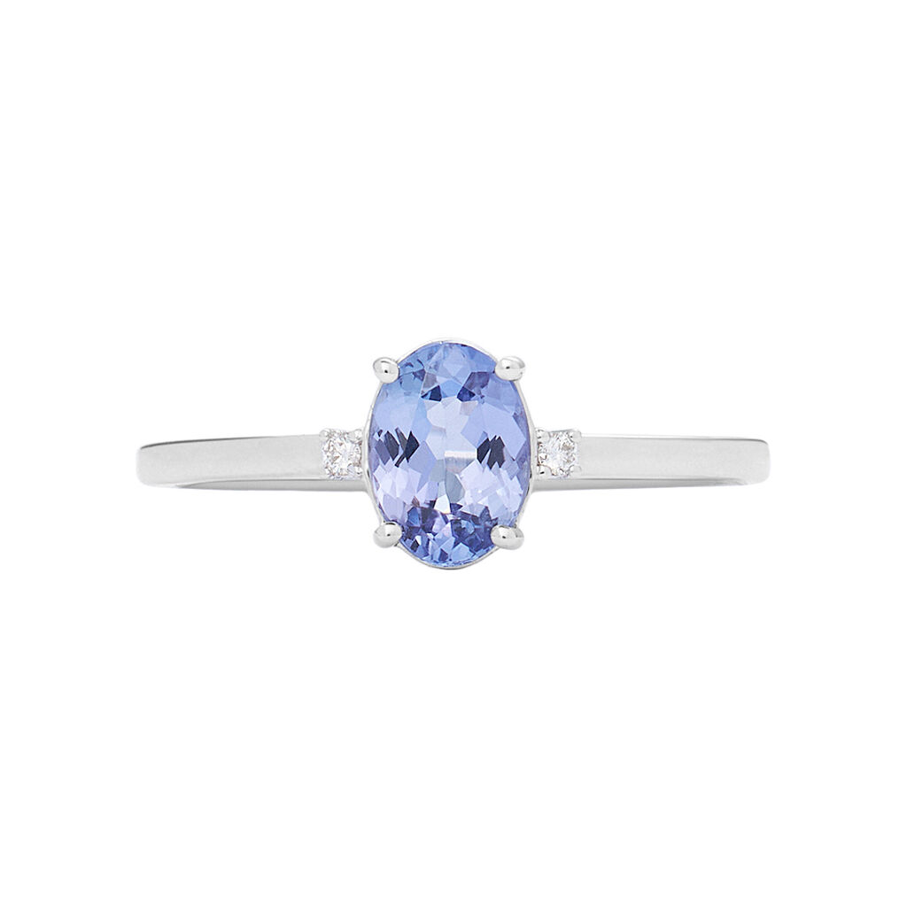 Anello Solitario Jasmine Oro Bianco Tanzanite Diamante - Anelli con Pietre Donna | Stroili