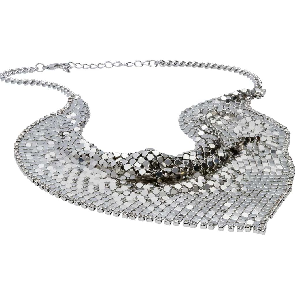 Girocollo foulard con strass in metallo rodiato color argento - Collane Donna | Stroili
