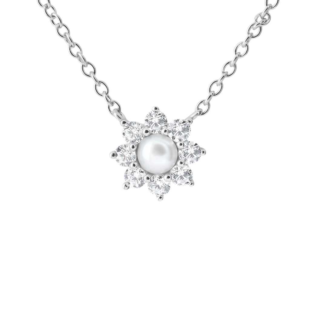 Collana Silver Pearls Argento Rodiato Perla sintetica Cubic Zirconia
