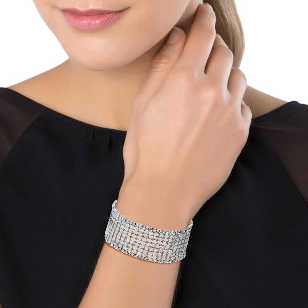 Bracciale con strass in metallo rodiato color argento - Bracciali Donna | Stroili