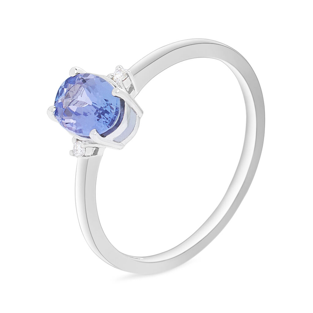 Anello Solitario Jasmine Oro Bianco Tanzanite Diamante - Anelli con Pietre Donna | Stroili